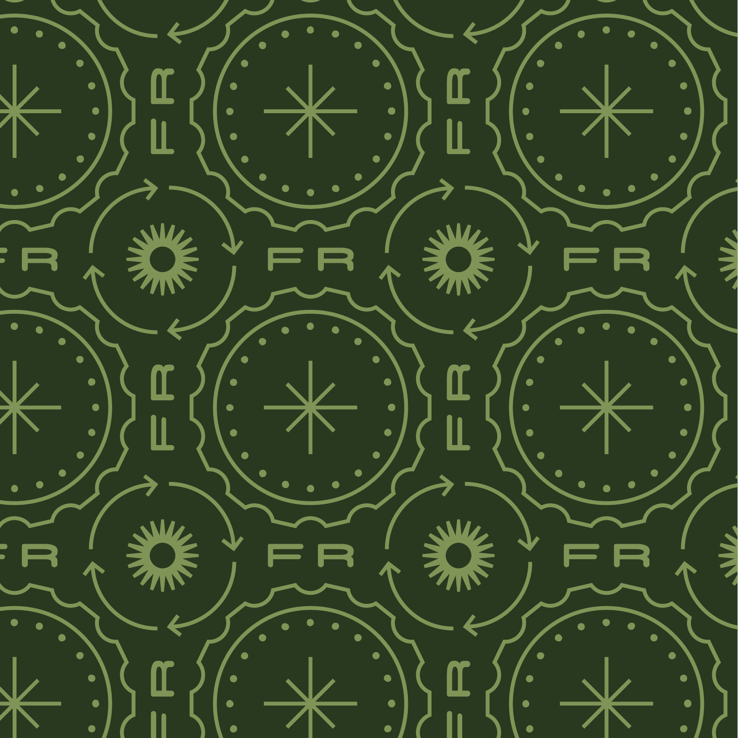 Graphic depicting a hexagonal cropped photo of an interior room design with grid lines along its borders.